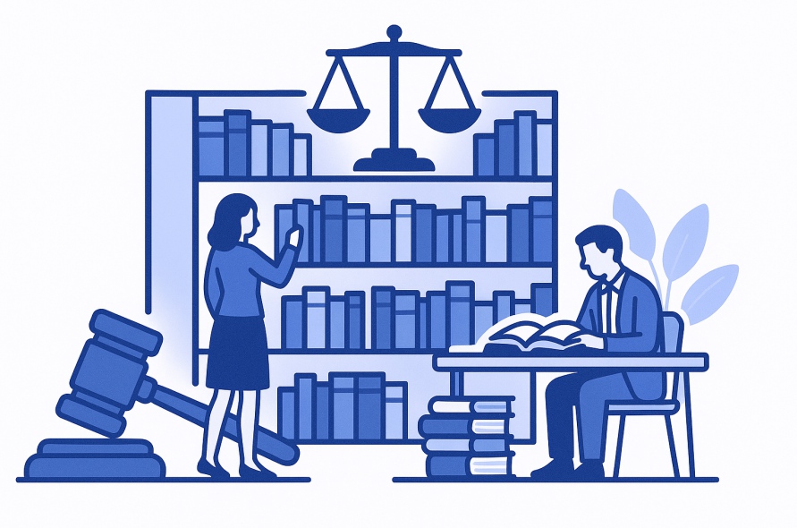 Modern legal library illustration